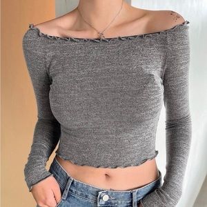 Grey over shoulder T-shirt
